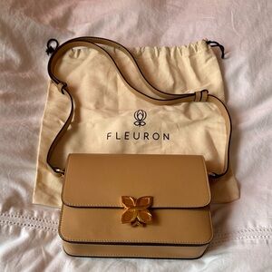 Fleuron Tan Crossbody Bag with Gold Accent